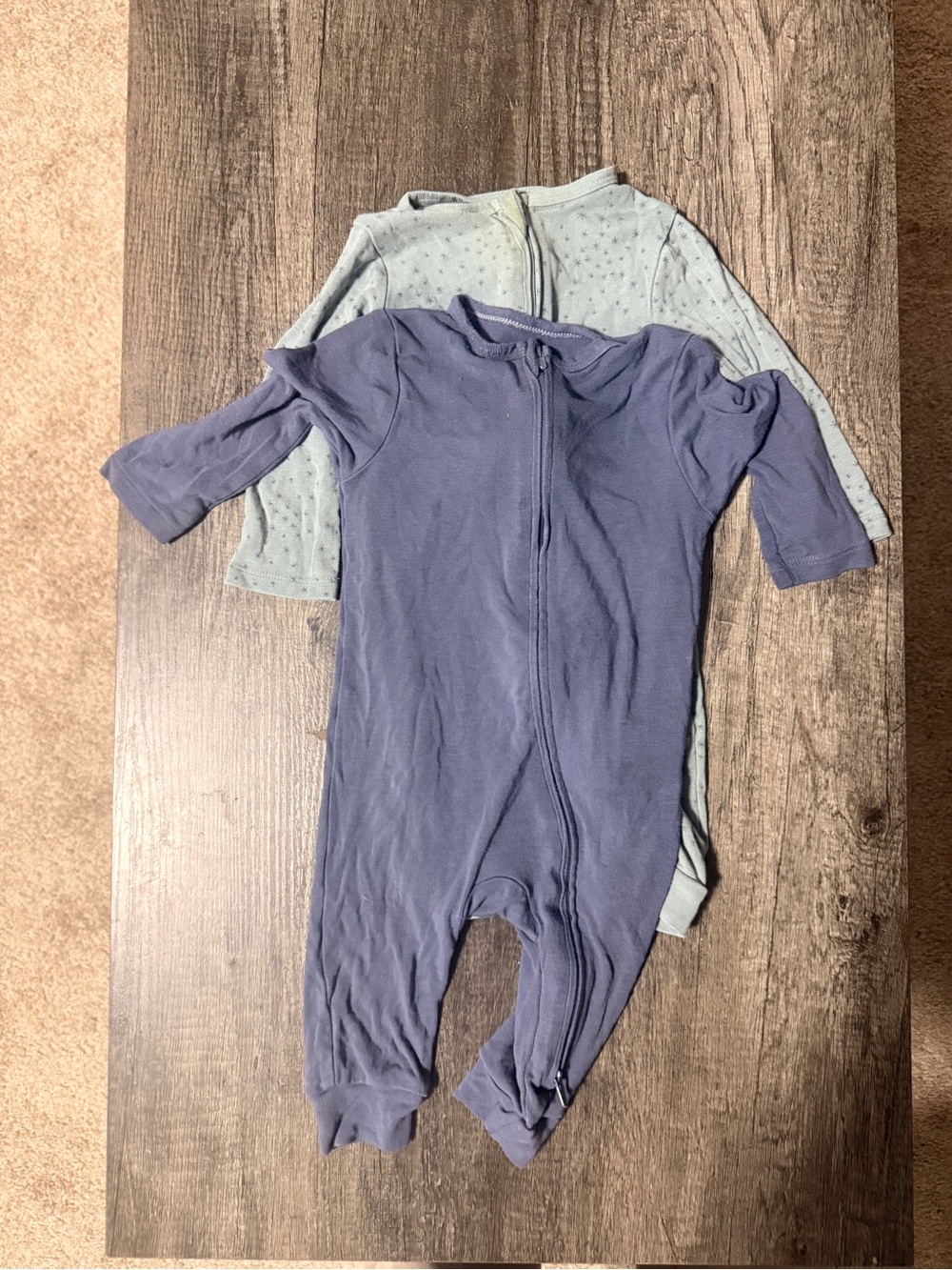 cloud island Navy and Light Blue Footed One-Piece Sleepers (2-Pack)